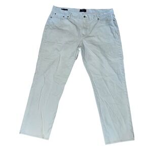 Lucky Brand 363 Vintage Straight Pants Mens 42x32 Cream Canvas Cotton Stretch‎